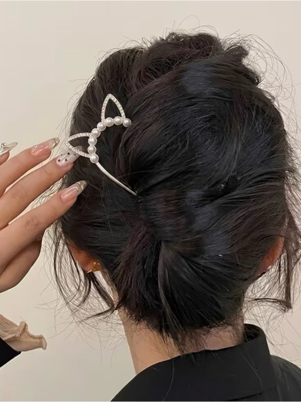 Pearl & Crystal Cat Ear Hair Stick